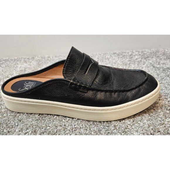 Sofft Woman Size 8.5 Leather Shay Summer Mules Black Comfort  Casual Worn Once - Picture 6 of 9